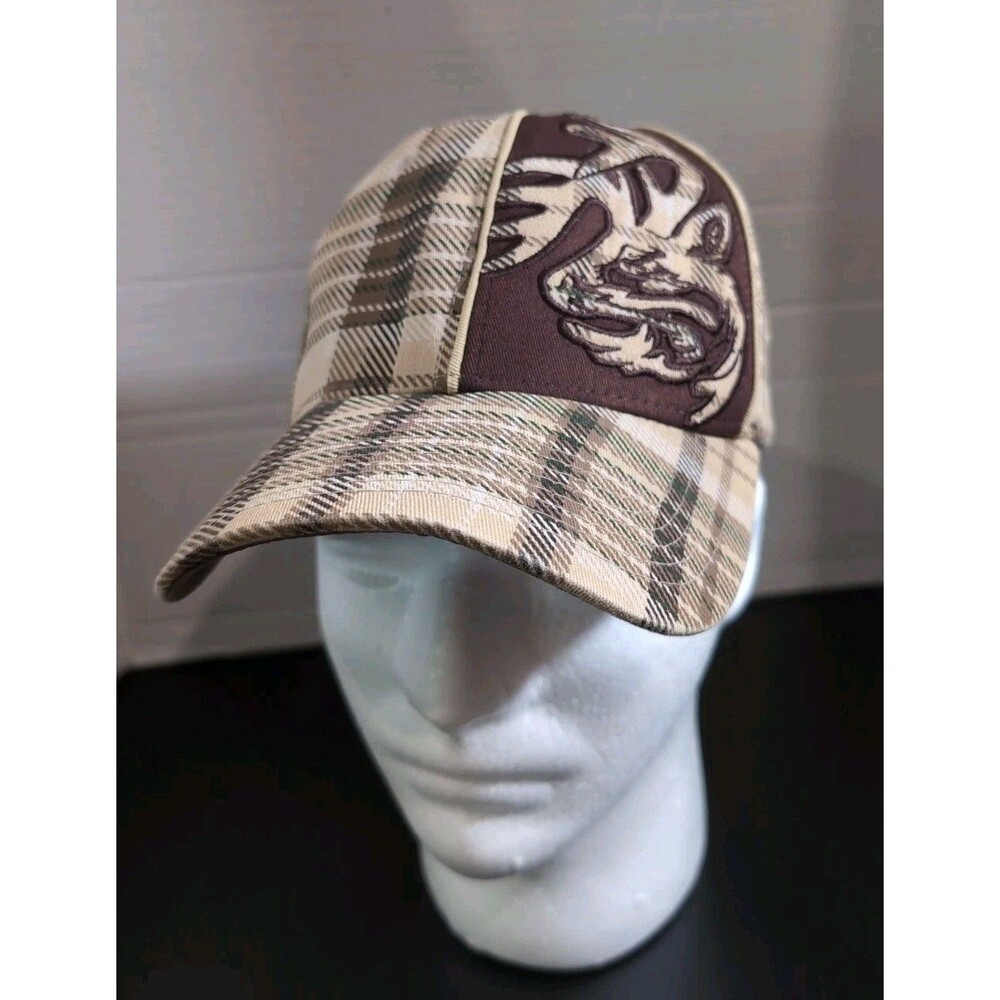 LEGENDARY WHITETAILS FITTED FLEX HAT/CAP BROWN/TAN PLAID SIZE XL EUC